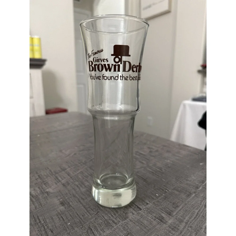 Vintage Girves Brown Derby Pilsner Glass Retro Barware 8.5 Inch‎ Tall Beer Glass